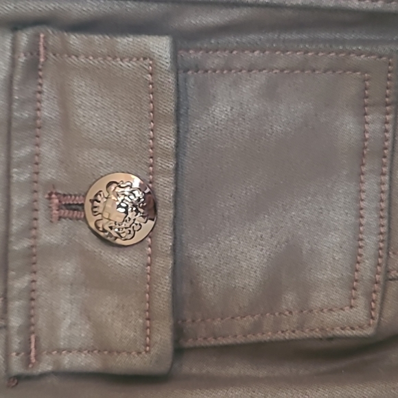 White House Black Market Fitted Coated Utility Jacket. Very dark reddish-brown. - Picture 7 of 12